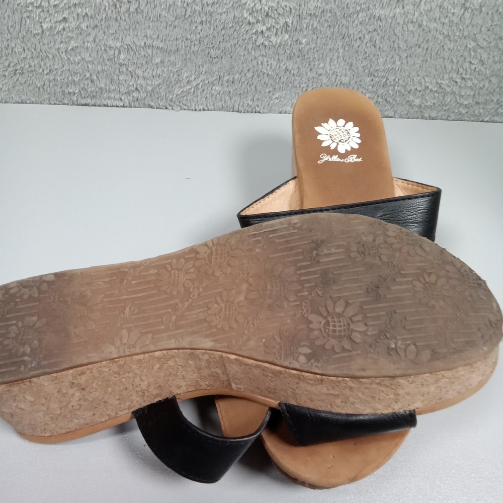 Yellow Box Akina Womens Black Cork Wedge Platform Slide Sandals Size 8 - Picture 4 of 6